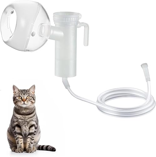 Vaso nebulizador para gatos y máscara inhaladora para gatos, color blanco, máscara de oxígeno para mascotas para gatos, cachorros y perros pequeños