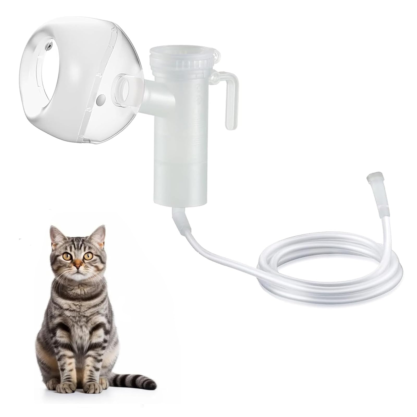 Taza nebulizador para Gatos y máscara de inhalador para Gatos, Blanco, máscara de oxígeno para Gatos, Cachorros y Perros pequeños(S)