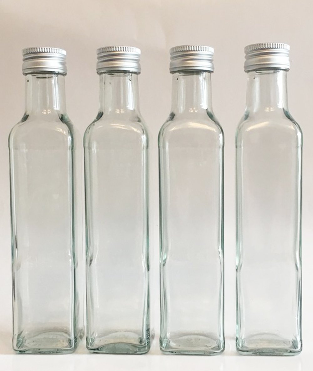 'Set 48 bottiglie di vetro vuote Mara 250 ML incl. Tappo a Vite Argento succo Bottiglia di liquore bottiglie di bottiglie di liquore, aceto bottiglie d' acqua bottiglia in vetro, da riempire