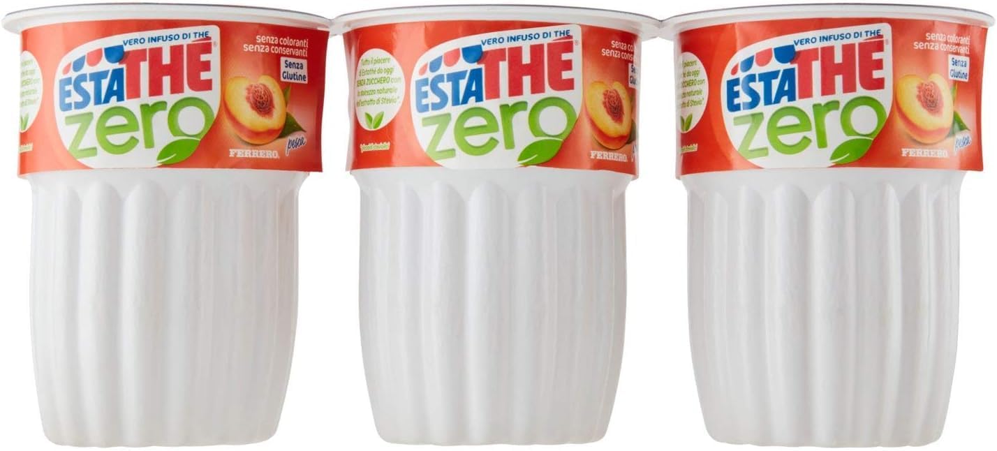 Italian Gourmet bundle für Pfirsich-Eistee Zero Zucker 72 x 200 ml Becher – erfrischender Pfirsichtee ohne Zuckerzusatz + Italian Gourmet polpa