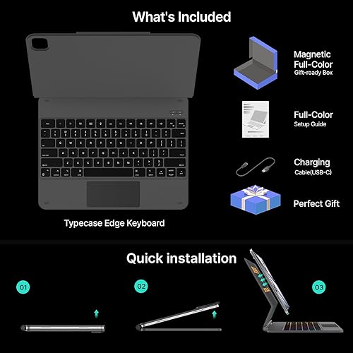 Miniatura 93 de typecase Funda de teclado Edge para iPad Air de 13 pulgadas (M3/M2, 2025/2024) y iPad Pro de 12.9 pulgadas (6ª/5ª/4ª/3ª generación), teclado mágico