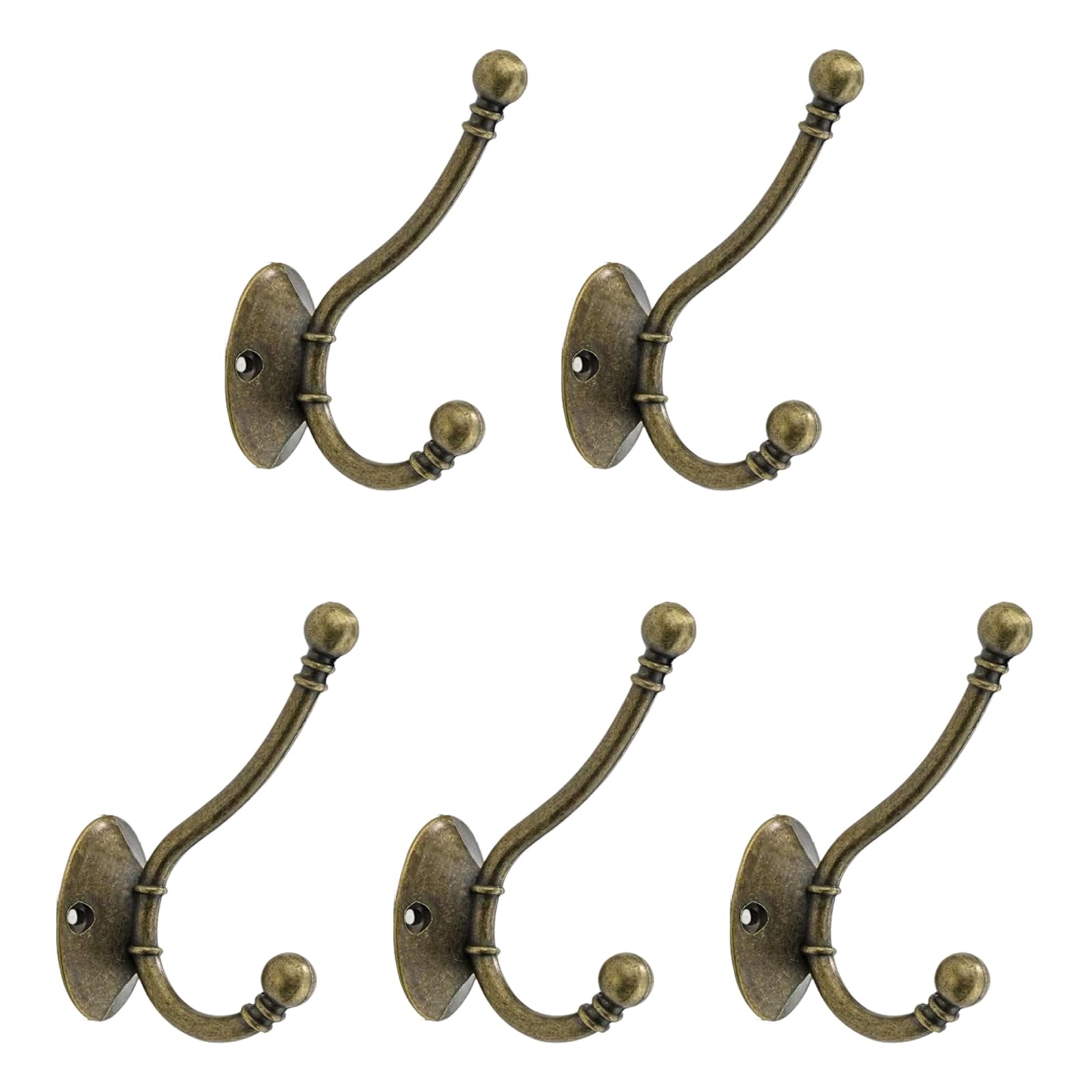 Cazstyk Bronze 5 Pack Alloy Wall Hooks Heavy Duty Rustproof For Towels Clothes Hanging Bathroom Kitchen Storage Hook