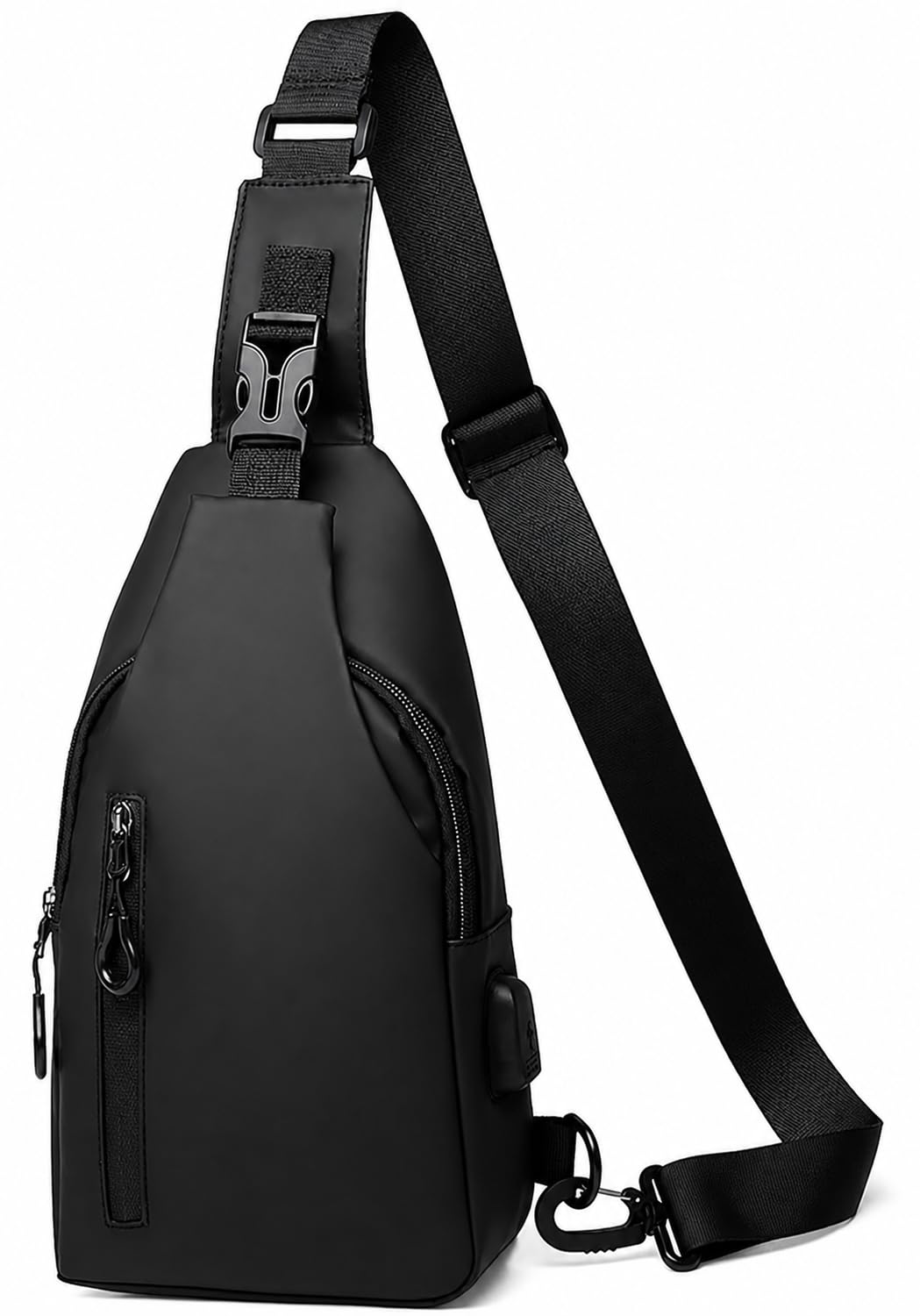 Sling Bag with USB Charging Port, Black, Crossbody Chest Bag for Travel and Outdoor Use-picture-21
