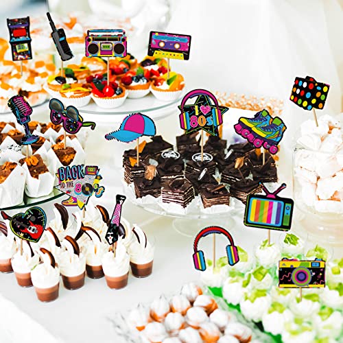 32 Pieces Cupcake Topper Theme Birthday Party Decorations For Adults Party Decorations Totally Party Supplies Diy Dessert Cupcake Toppers Supplies Roller Skate Cake Topper (80S Style) #TOP4