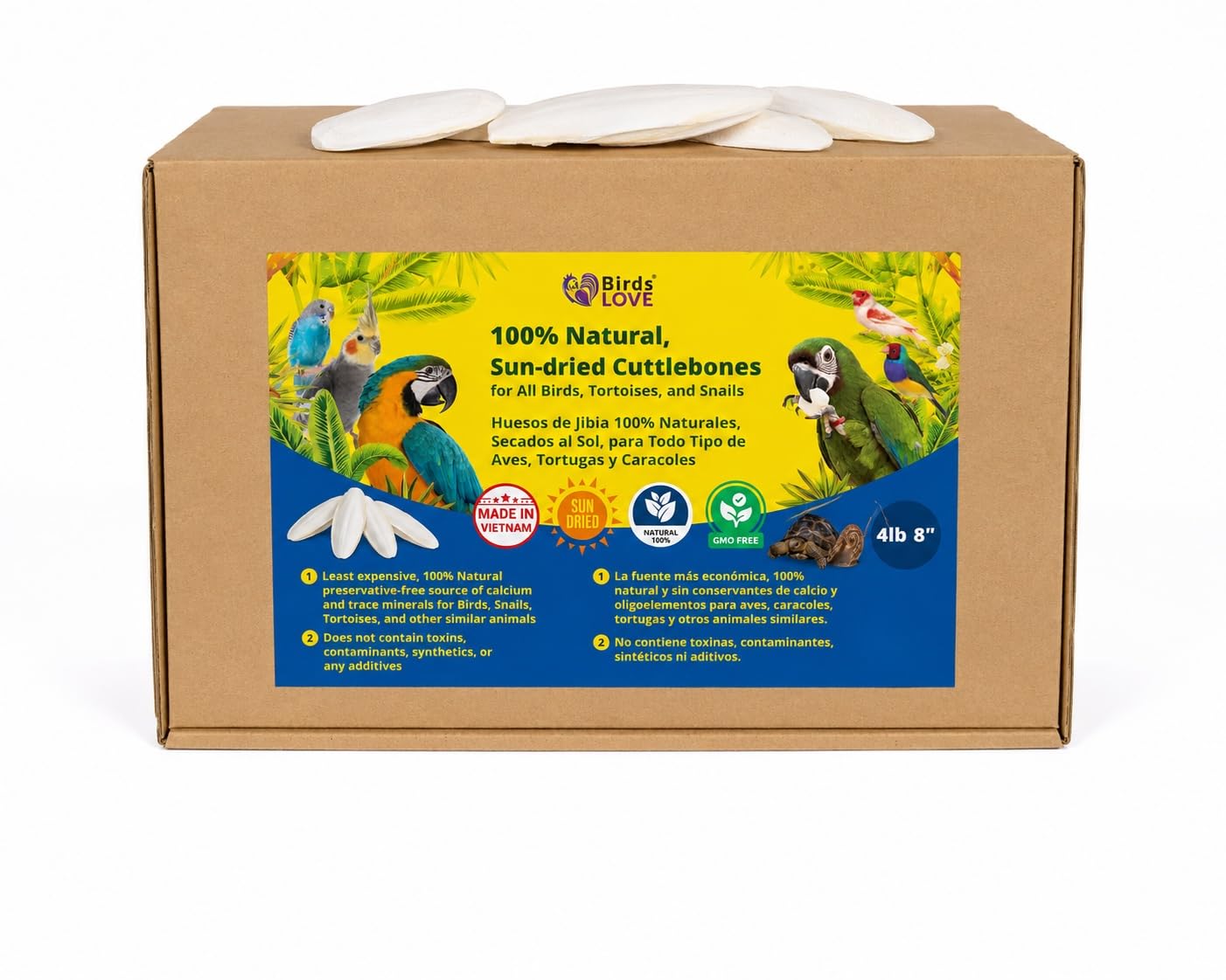Birds LOVE 19,1 cm - 20,3 cm Großpackung für Nymphensittiche, Wellensittiche, Finken, Kanarienvögel, kleine Sittiche, Mynahs, Tukane, Graupapageien, alle Papageien, 1,8 kg