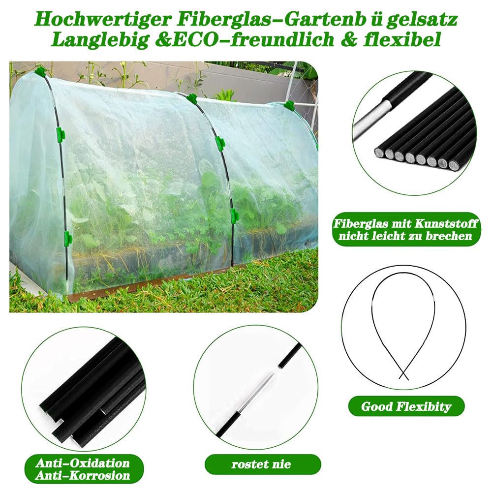 Anyingkai Garden Arceaux pour Serre Tunnel,Cerceau De Serre De Jardin,Kit De Maison De Cerceau De Jardin,Cadre pour Serre De Jardin, Arceaux pour Serre Tunnel pour La Protection des Plantes (50PCS)