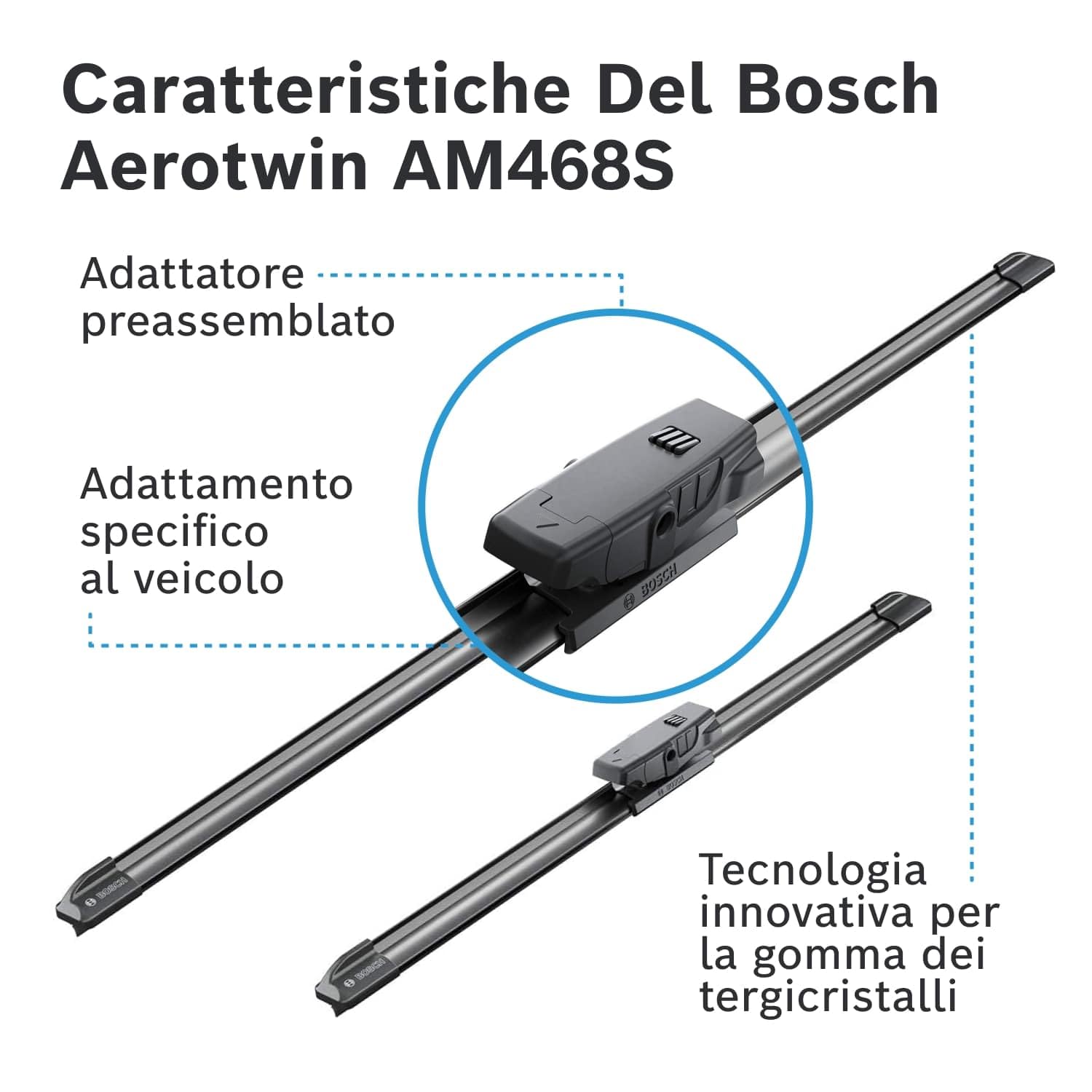 Bosch Automotive Tergicristalli Aerotwin Am468S, Lunghezza 650Mm/400Mm, 1 Set Per Parabrezza Anteriore