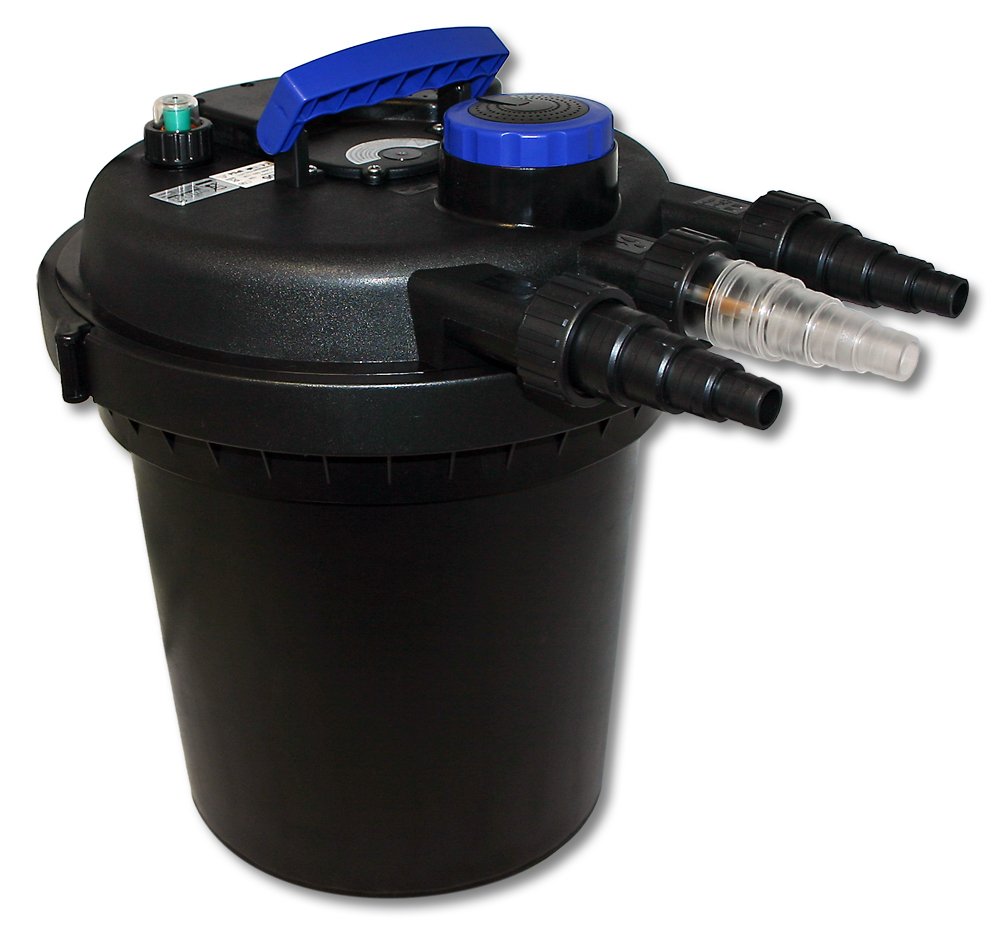 SunSun Kit complet: CPF-250 Filtre de bassin à pression jusqu’à 10000 L avec 11W lampe uv, CTF-3800 SuperECO pompe de filtration 3600l/h 20W, 25m Tuyau 25 mm (1"), HJ-943 ECO fontaine 800l/h 16W