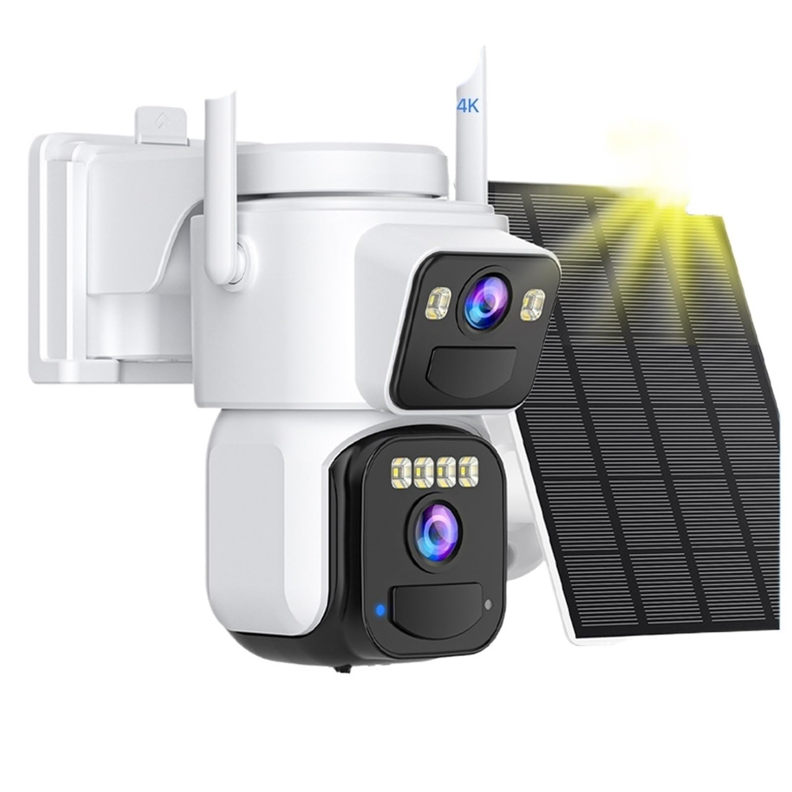 JVDDI 6MP Solar Camera Wifi Outdoor Dual Lens Solar Powered Wireless Security Camera Built-in 7800mAh Battery Auto Tracking Audio(6MP Add 64G Card)