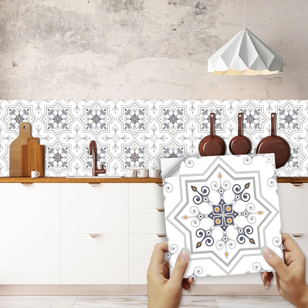 Tile Stickers, Mosaic Wall Tile Stickers Bathroom Kitchen Home Wall or Floor Self-Adhesive Peel and Stick Tile Decals Sticker(30pcs)