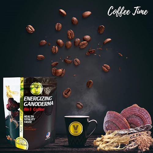 Miniatura 6 de VM Café energizante de hongos - Reishi con mezcla de ginseng y carbohidratos, café instantáneo. Ganoderma natural con café instantáneo. Suplemento