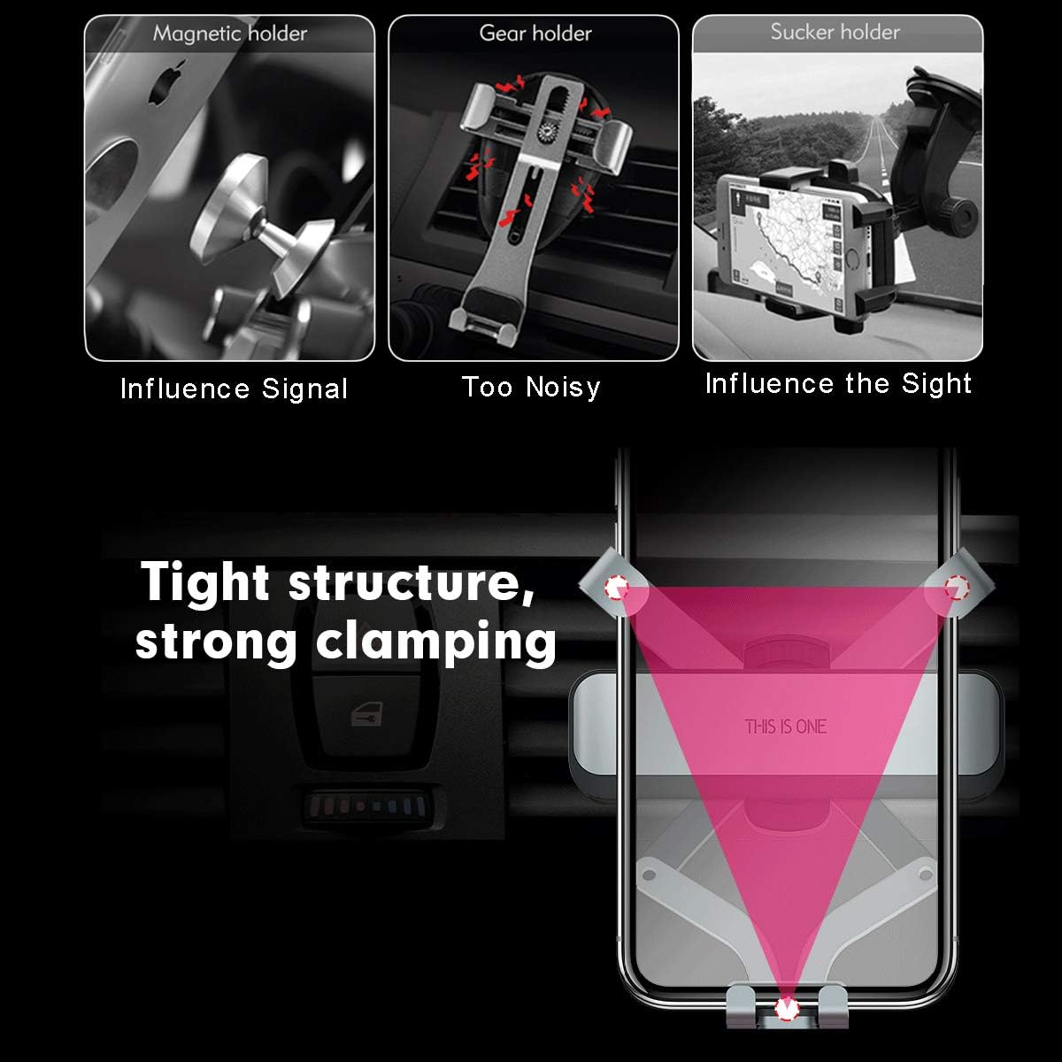 O'woda Car Phone Holder Mount Upgraded Gravity Air Vent Cell Phone Stand Auto-Retractable Cradle Compatible with iPhone 11 Pro Max/XR/XS Max/XS/X/8/8 Plus/7/7P,Galaxy S10/S10+/S9/Note 9 and More
