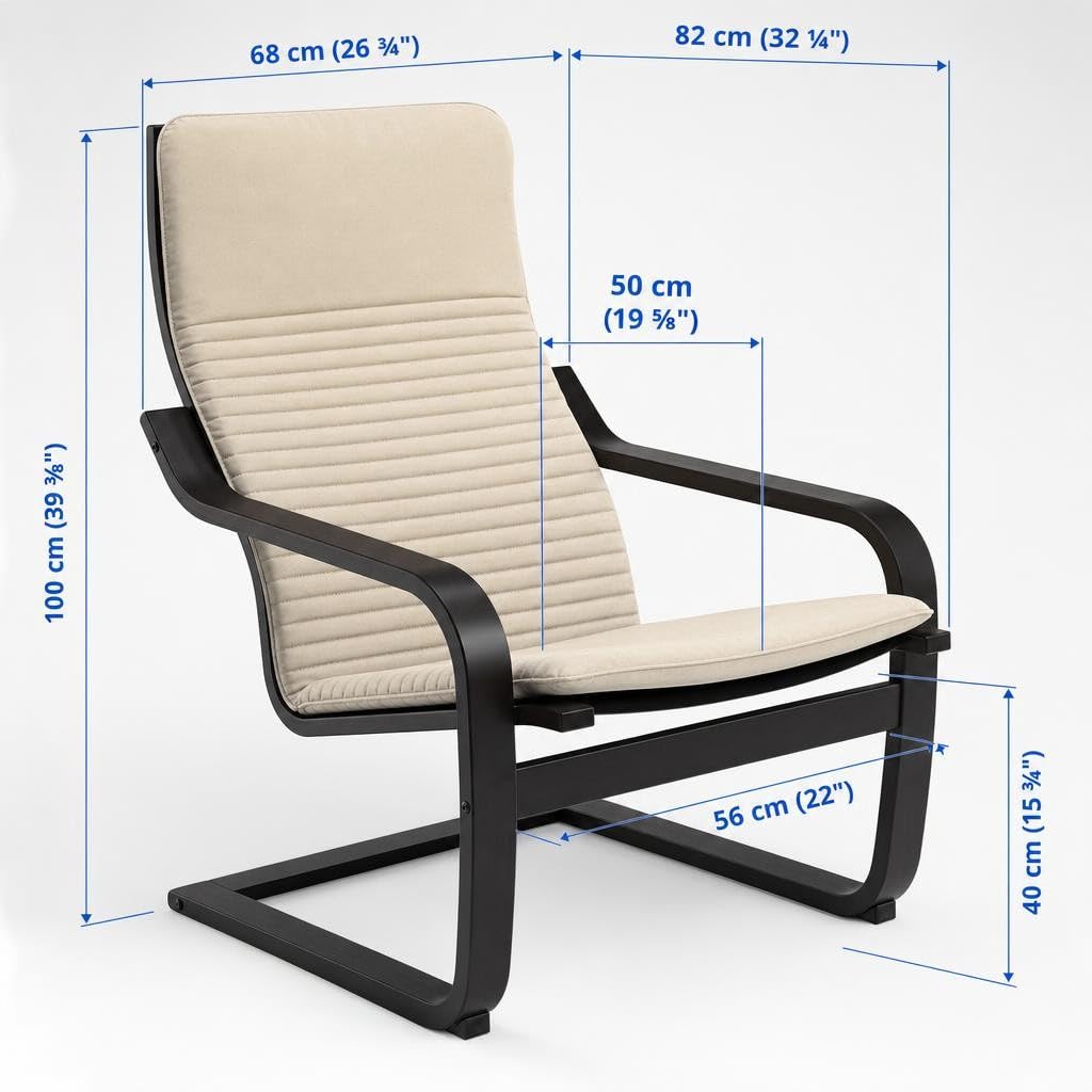 Amazon.co.jp: IKEA Poang アームチェア ブラック ブラウン クニサ