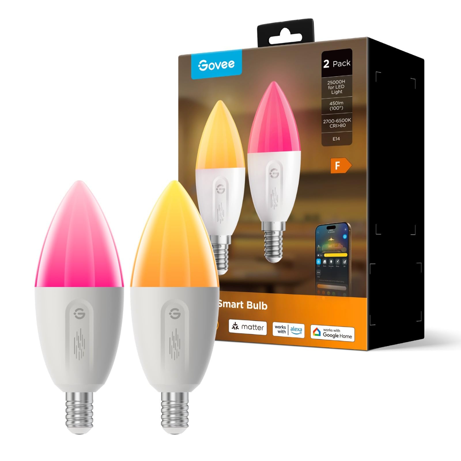 Govee Smart E14 reflektor LED, możliwość ściemniania, 2 sztuki