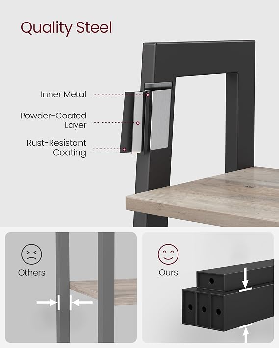 VASAGLE BARNET Collection - Ladder Shelf, Bookshelf, Storage Rack, Modern Bookcase for Living Room Home Office Kitchen, Steel Frame, 4-Tier, 22-Inch Wide, Heather Greige and Ink Black ULLS44MB