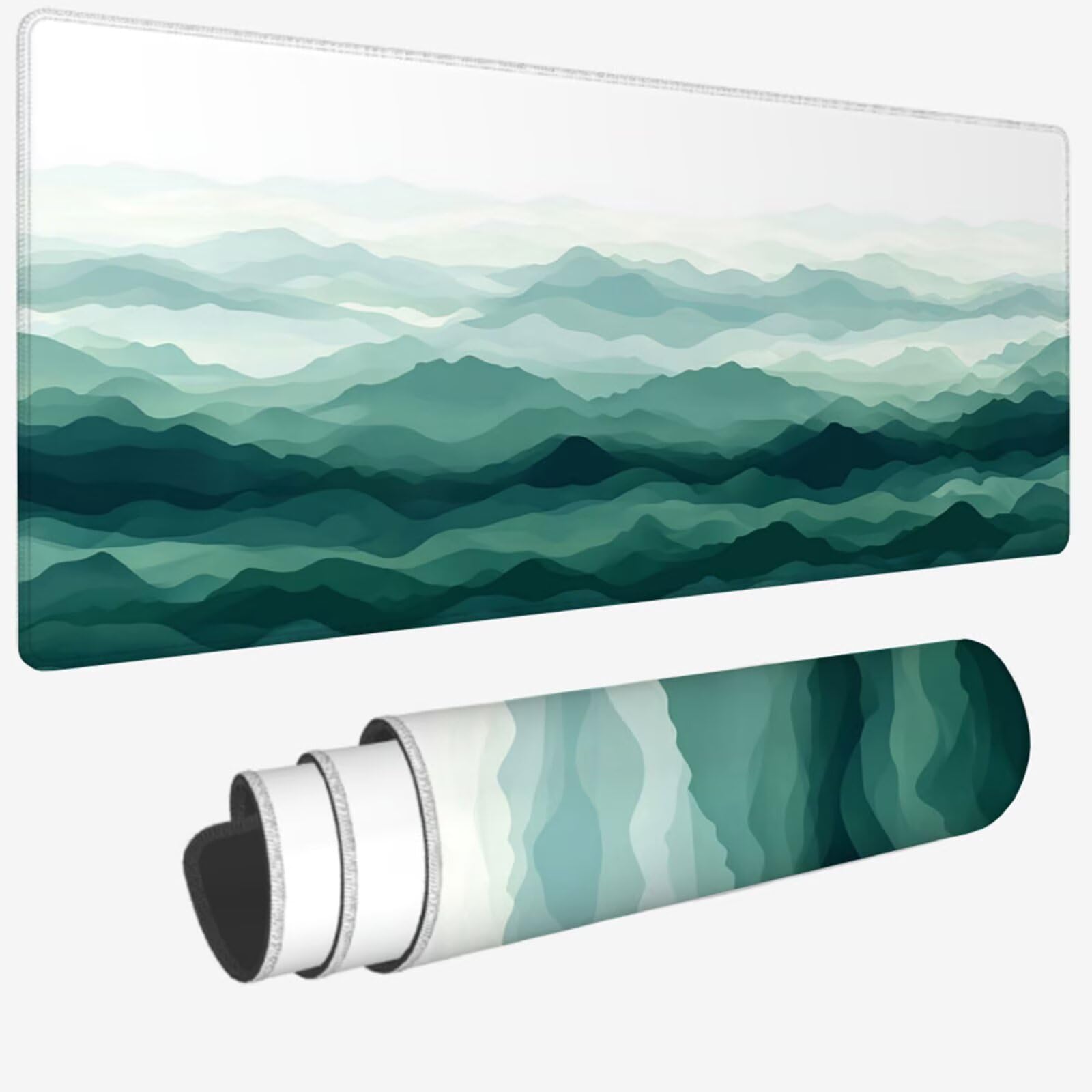Zielona podkładka pod mysz, podkładka pod mysz 1500 x 800 x 3 mm, podkładka pod mysz do gier w chmurze na biurko, podkładka pod mysz z wodoodporną i antypoślizgową podkładką pod mysz szyte krawędzie