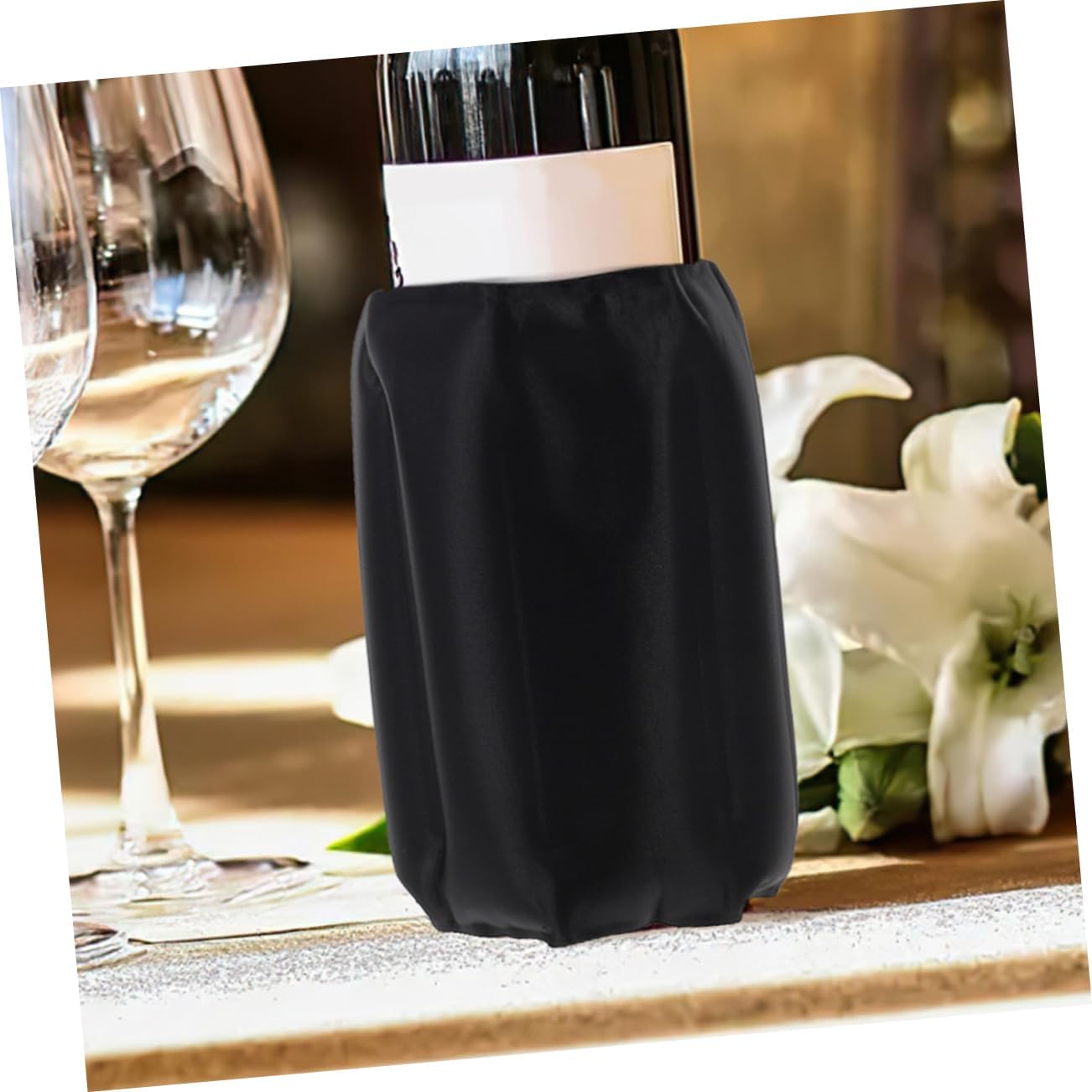 Kichvoe 2Pcs Wine Bottle Cooler Sleeves Black Insulated Gel Ice Packs for Wine and Beer Bottles Efficient Temperature Control Polyester Material
