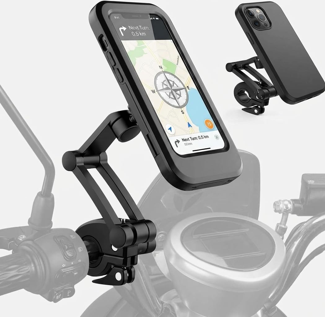 Waterproof Bike Mobile Holder Pack of 1 for Motorcycle & Bicycle | 360° Rotatable Handlebar Mount with Touch Screen Case | Universal Holder for 4.7-7.2 Inch Smartphones-image-16