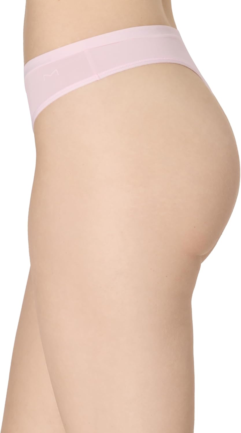 Maidenform Women's Underwear Thong, 4-Pack, Barely There Mid-Rise Buttery Soft Thong, Stretch Underwear Pack
