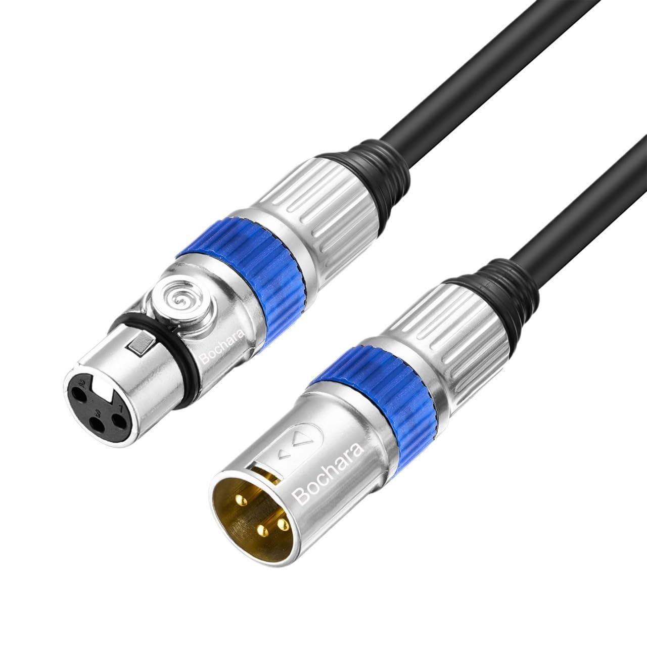 Cavo di prolunga XLR a 3 pin placcato oro da maschio a femmina, cavo audio OFC + schermatura intrecciata per microfono mixer amplificatore (cavo circolare nero, 5 m)