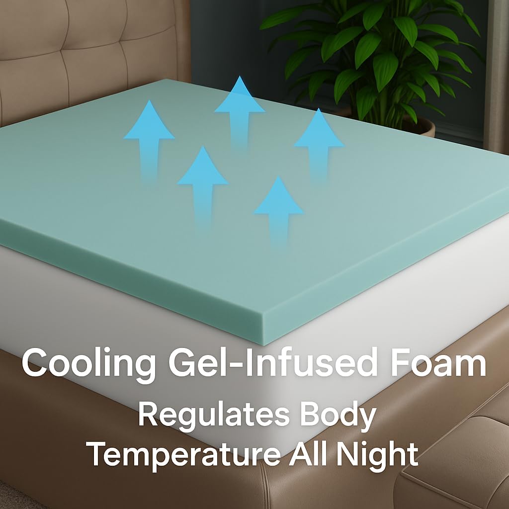3-Inch Gel Memory Foam Mattress Topper – Layer for Pressure Relief – CertiPUR-US Certified – Twin XL – Breathable & Supportive Foam Mattress Topper for Dorm Essentials for Guys