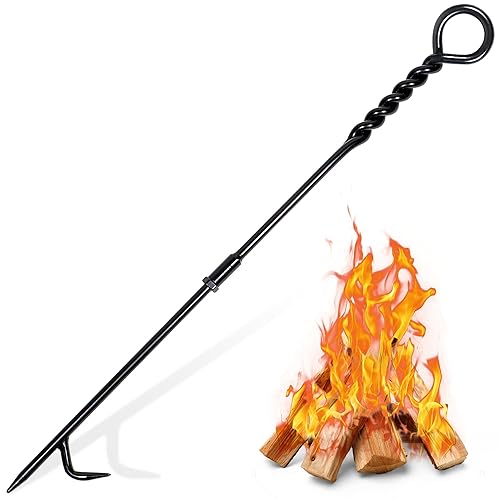 Fire Poker for Fire Pit Outdoor, 26inch Twisted Rope Design