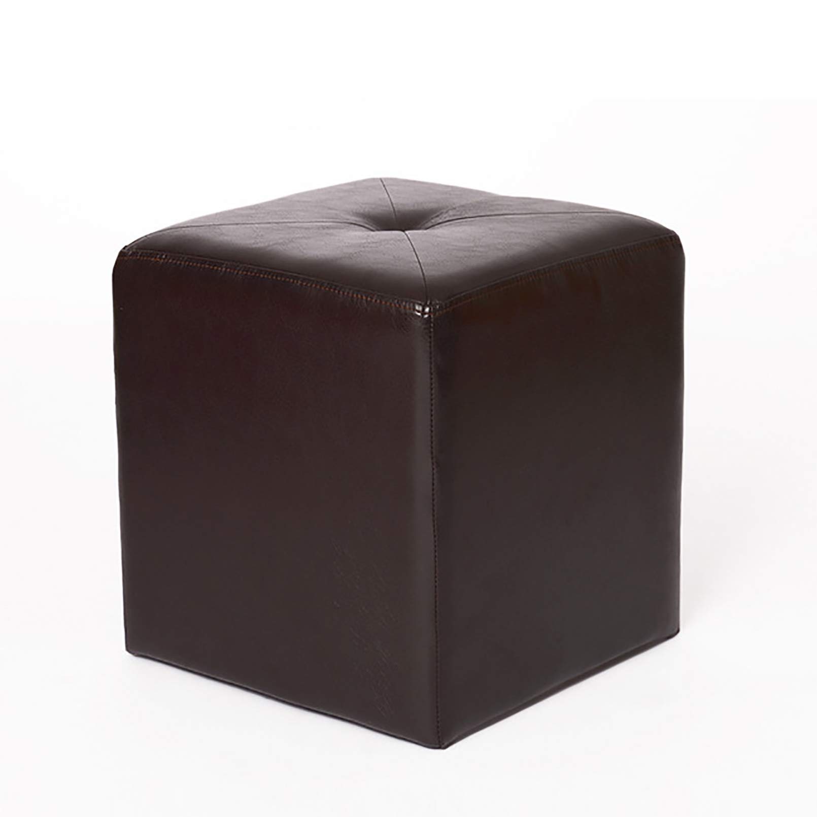 Pouf pouf repose-pieds en simili cuir haut de gamme et bois massif marron