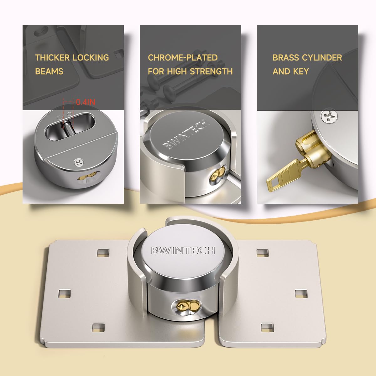 Bwintech 2 Juego de Candados Con Grilletes Ocultos Con Tapa, Cerradura de Seguridad de Acero Sólido Para Furgonetas, Cerradura de Puerta de Remolque Con 4 Llaves Idénticas
