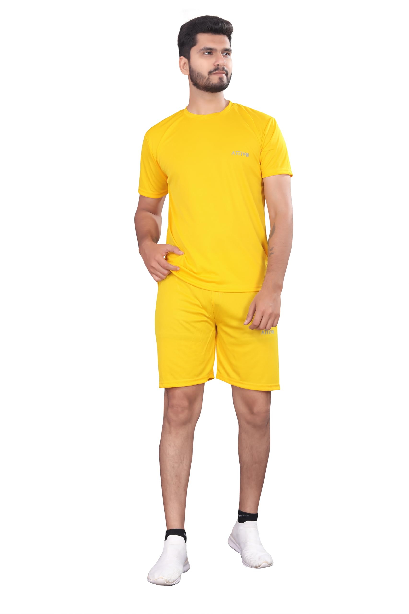 Men's T-Shirt and Shorts Matching Set with Round Neck Relaxed Fit Designed for a Comfortable and Easygoing Everyday Outfit-image-43