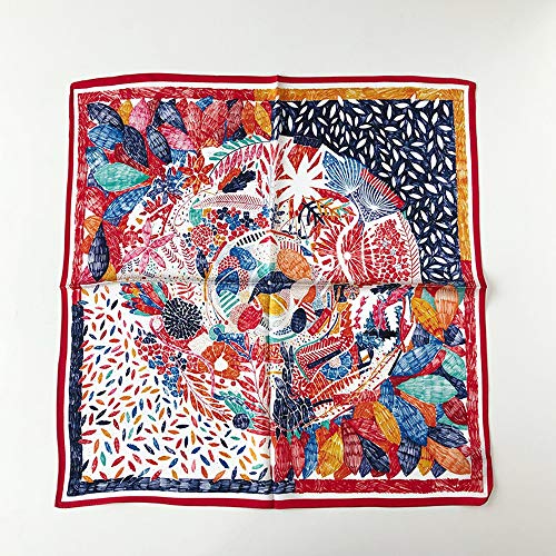 Meisee Pure Mulberry Silk Scarfs Women Small Square Scarf 21" X 21" Breathable Lightweight Neckerchief Printed Headscarf (Flowers Blooming) #TOP4
