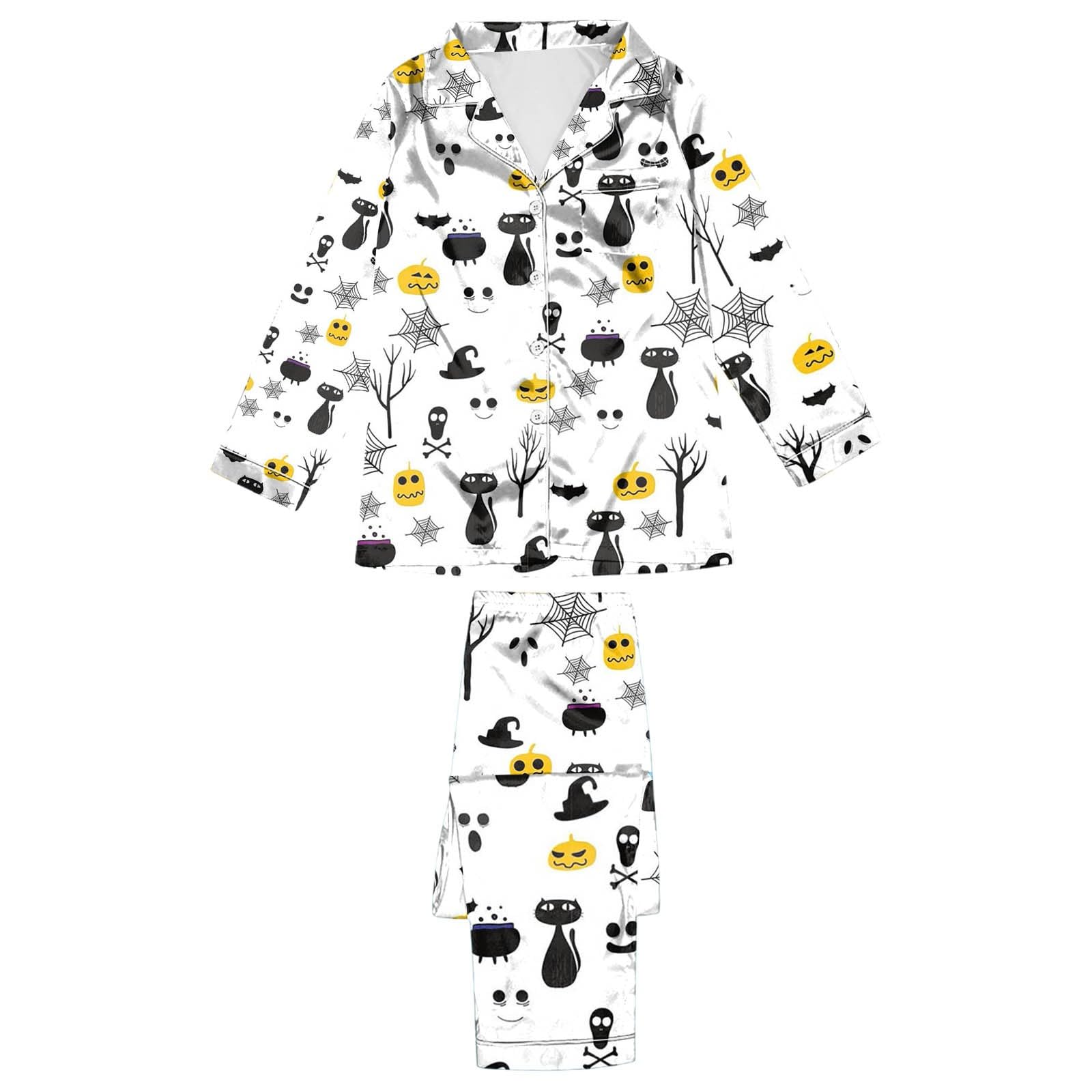 Genérico Pijamas Halloween Mujer - Conjunto de Pijama para Mujer con temática de Halloween Conjunto de Pantalones de Manga Larga Ropa Suave y cómoda para Noches acogedoras y relajación