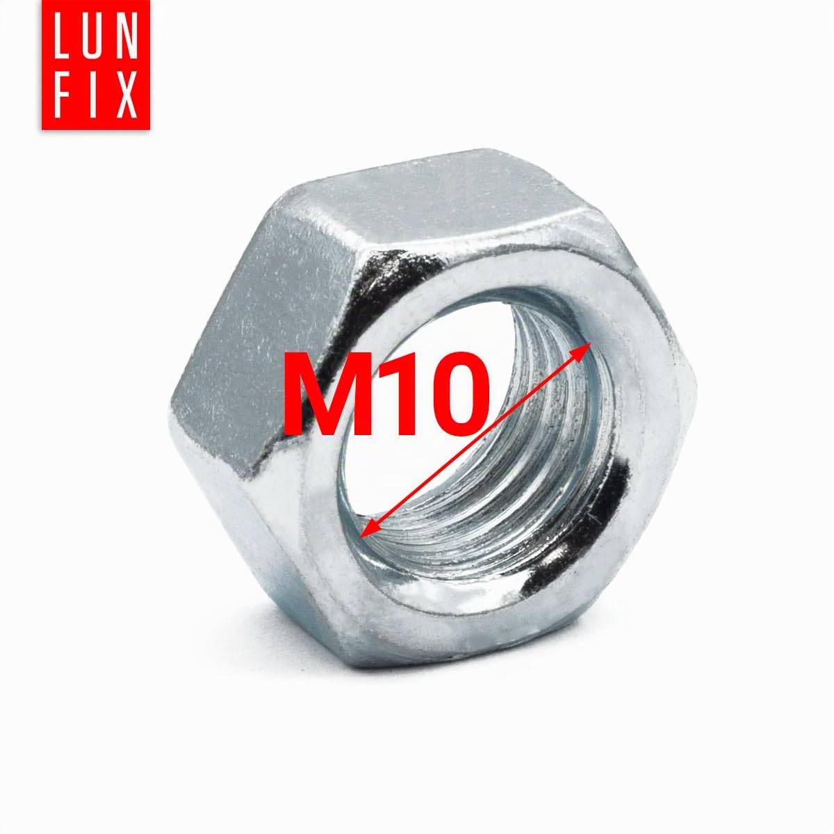 Tige filetée Set M10 x 1000 mm 10 pièces acier galvanisé 4.8 DIN 976 avec écrous DIN 934 et rondelles DIN 9021 - goujon fileté M10 boulon vis longue métrique complet tige fixation métal