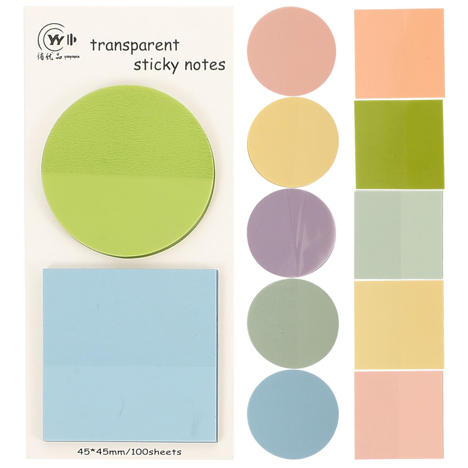 24 Set 6 Set Blocchi Note Adesive Rimovibili 600 Pezzi, Foglietti Adesivi Promemoria Colorati Trasparenti Rotondi e Quadrati, Pratici Blocchi per Appunti Scolastici e Ufficio, per