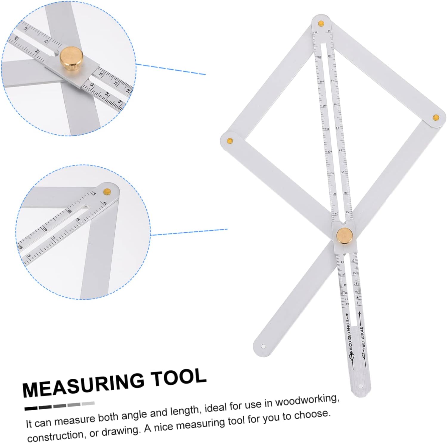 Housoutil Diagonal Ruler Protractor Woodworking Tool Steel Rule for Flooring Tiles
