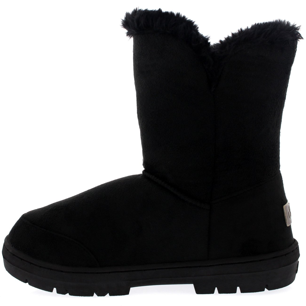 Holly Womens Single Button Faux Faux Waterproof Rain Winter Snow Boots - Black - 5 - BLA38 AEA0145