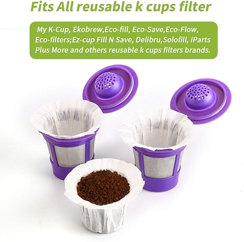 Miniatura 10 de Filtros de papel de café K cup con tapa, desechables para filtros Keurig reutilizables K Cup, filtros desechables Keurig K, se adapta a todas las