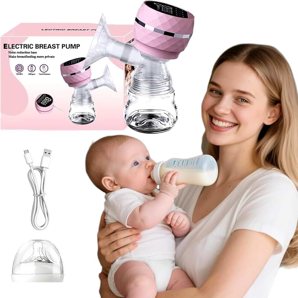 Bomba Elétrica de Tirar Leite, Portátil e Silenciosa – Extrator de Leite Materno Confortável, Compacta e Discreta com Massageador de Mama, Tela LED, 2 Modos e 9 Níveis de Sucção