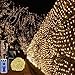 Solar Außen Lichternetz Aussen Lichterkette Netz Lichtervorhang 1.5x1.5m Weihnachten Lichterkette Verknüpfbar mit Fernbedienung & Timer 8 Modi für Easter Zimmer Inner Deko(Warmweiß)