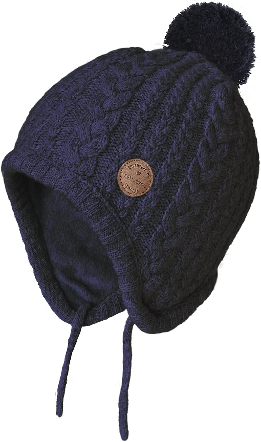 Toddler Baby Boys Girls Winter Hat Kids Ear Flap Warm Fleece Lined Knit Beanie Fur Pom Hat
