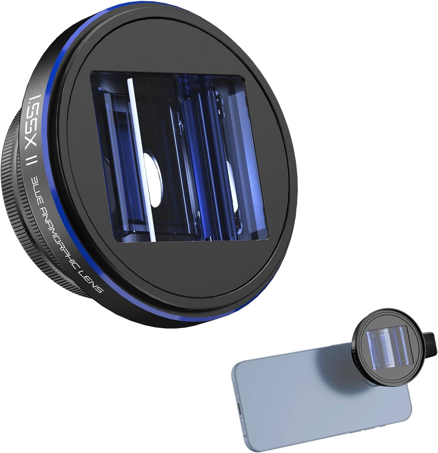 Neewer Pro 1.55X Anamorphic Phone Lens With Blue Flare, 17Mm Clamp And 72Mm Filter Adapter Ring, Compatible Iphone Samsung, Cinematic Wide Screen Video Effects, Ls-43