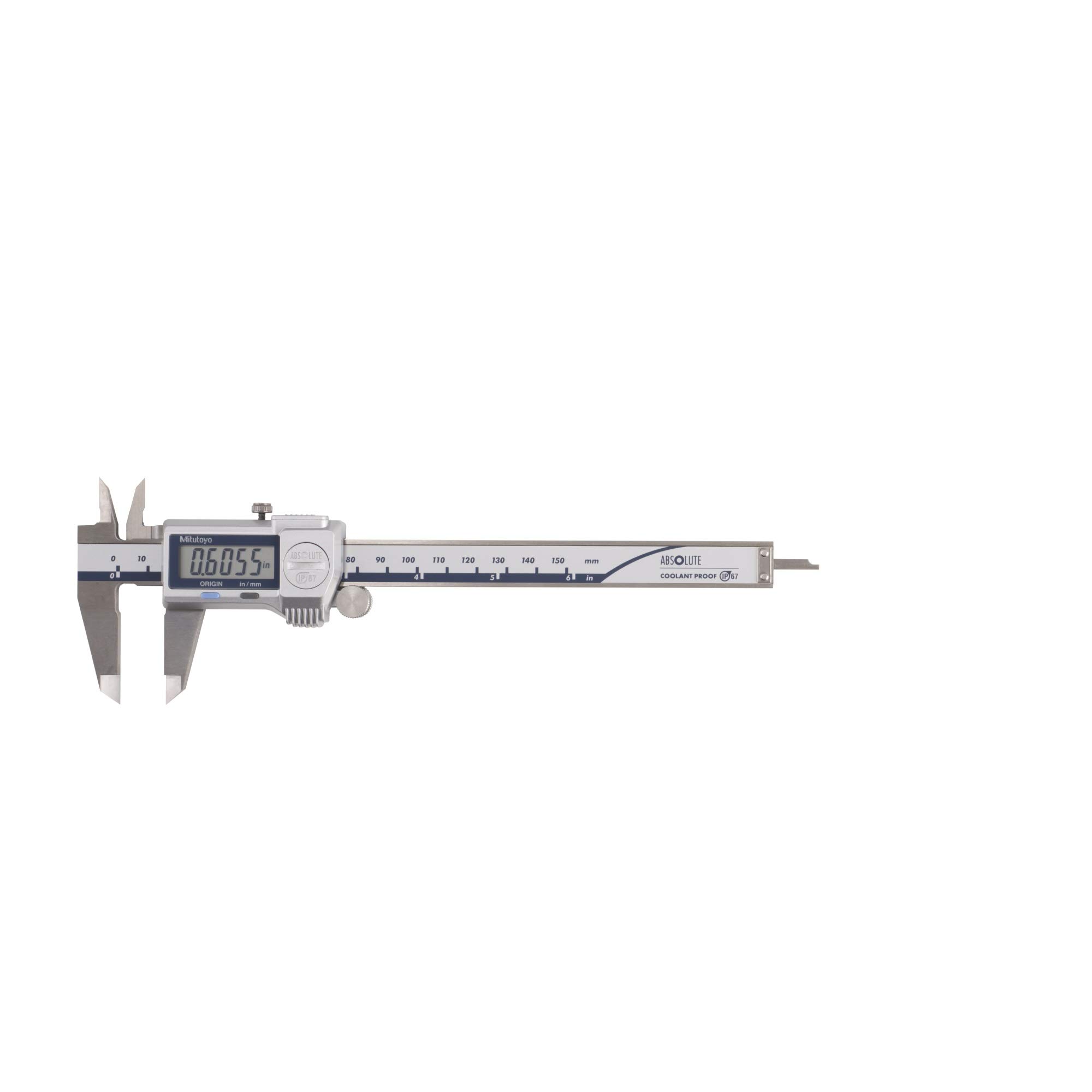 Mitutoyo 500-762-20 Messschieber, Digimatic, 0-6 Zoll, IP67 Kühlmittelfest, 5 Zoll 0/01 mm mit SPC