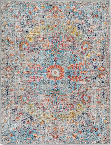 Livabliss Area Rugs - 7x9 Odelia Vintage Boho Beige Mustard Gray Area Rug for Living Room Bedroom - Floral Medallion Stain Resistant Carpet for Kitchen, Nursery, Office (6'7" x 9') - Image 2