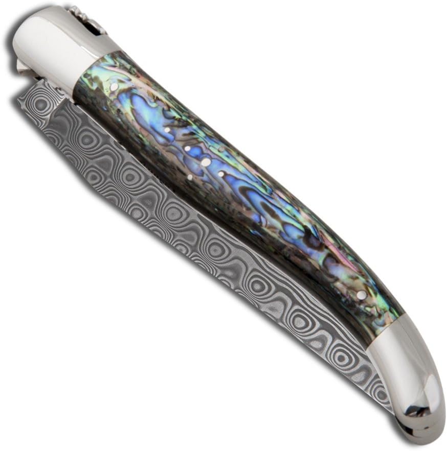 Laguiole knife abalone handle with Damascus blade - Direct from France
