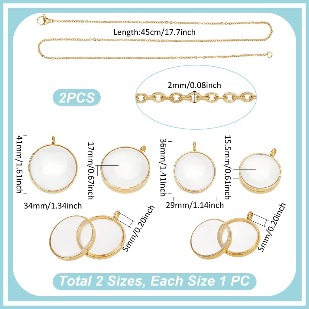 UNICRAFTALE 2 Sets Memory Locket Pendant Photo Living Memory Pendant Necklace Floating Charm Glass Photo Frame Locket Pendants for DIY Wedding Bouquet Jewelry Making - Image 4