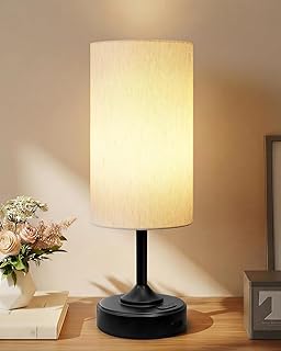 EZVALO Nachttischlampe Touch Dimmbar, Kabellose LED-Tischlampe mit 4000-mAh-Akku, Stufenlos Dimmbar und Timer, Einschlaflicht mit USB-C, 2700 K Warmweiß für Schlafzimmer und Wohnzimmer (1 Stück)