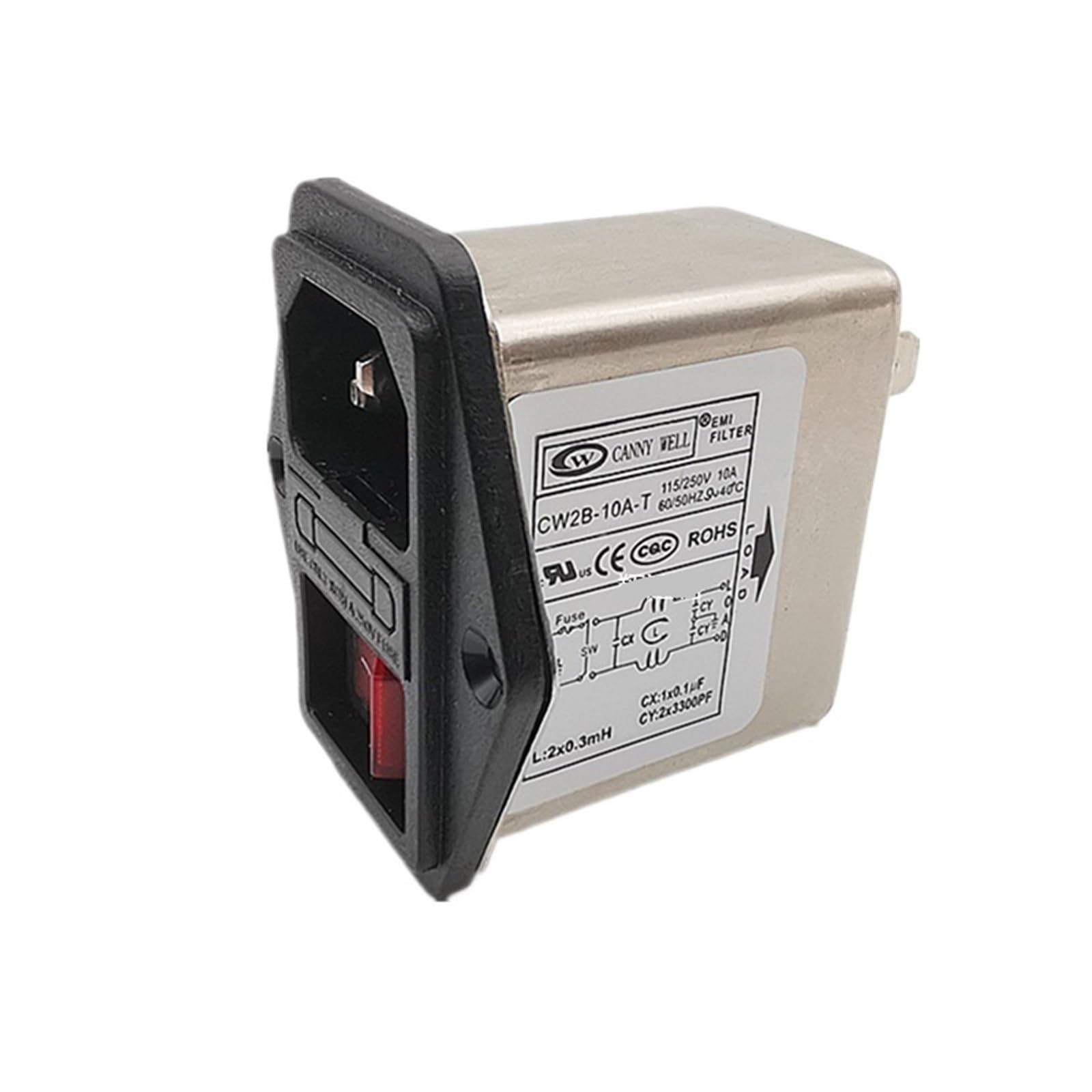 Filtro de fuente de alimentación de 10A para solucionar parpadeos e interferencias CW2B-06A-T