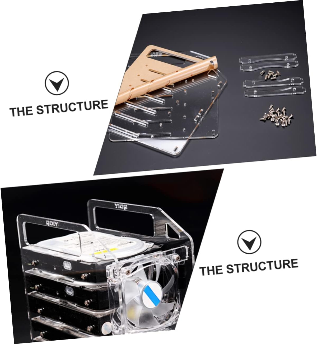 Uonlytech DIY Transparent Hard Drive Bracket Rack Stackable Hard Disk Mounting Kit with Hollow Design for Efficient Heat Dissipation and Long Term Use