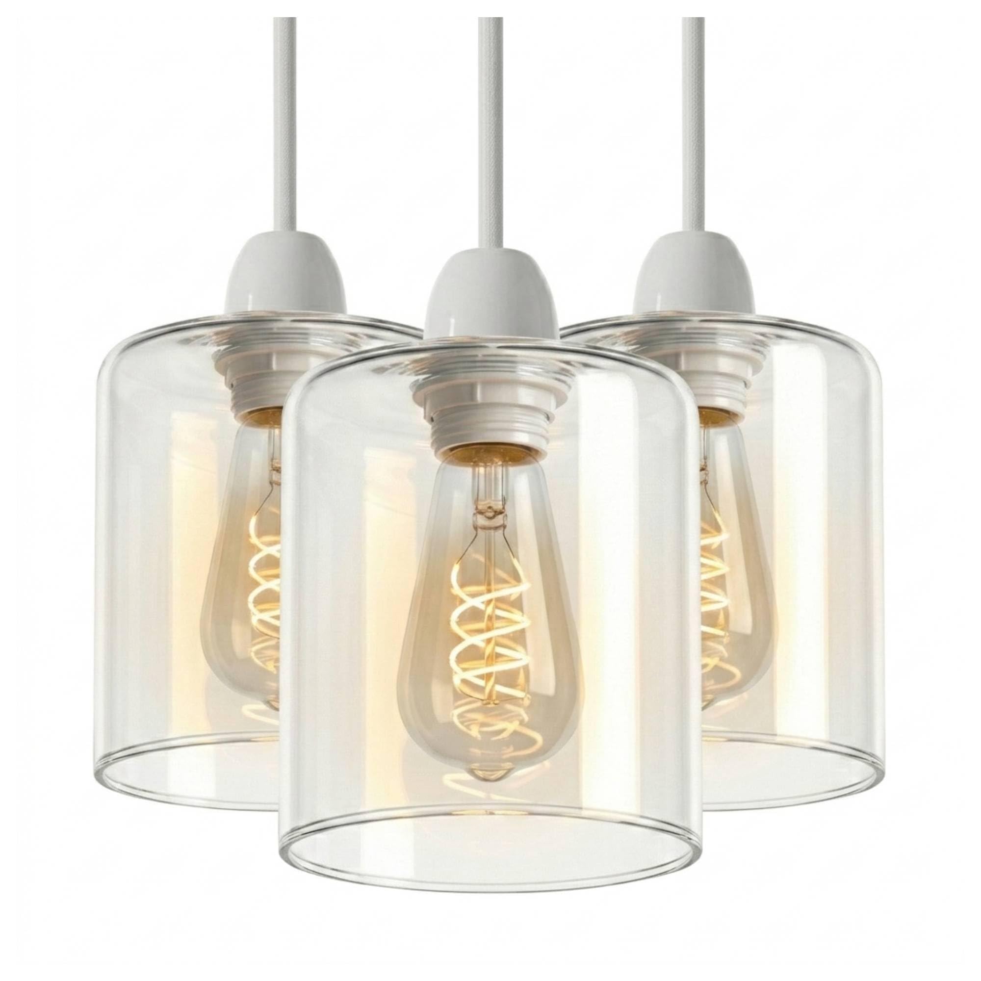 3Pack Clear Glass Lamp Shade Small Cylinder 9cm x 15cm – Modern Pendant Light Shade Replacement Glass Shade for Ceiling Light, E27 Easy Fit for Kitchen, Livingroom, Home Decor Lamp