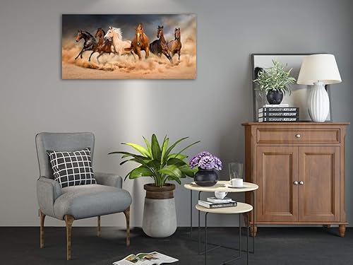 Miniatura 4 de Inzlove Pinturas al óleo de caballos que corren sobre lienzo, arte de pared de animales salvajes, obras de arte para decoración de dormitorio