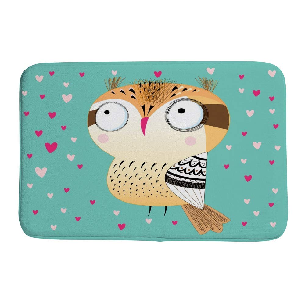 Tapis de salle de bain confortable et doux 91x61 cm motif hibou lumineux